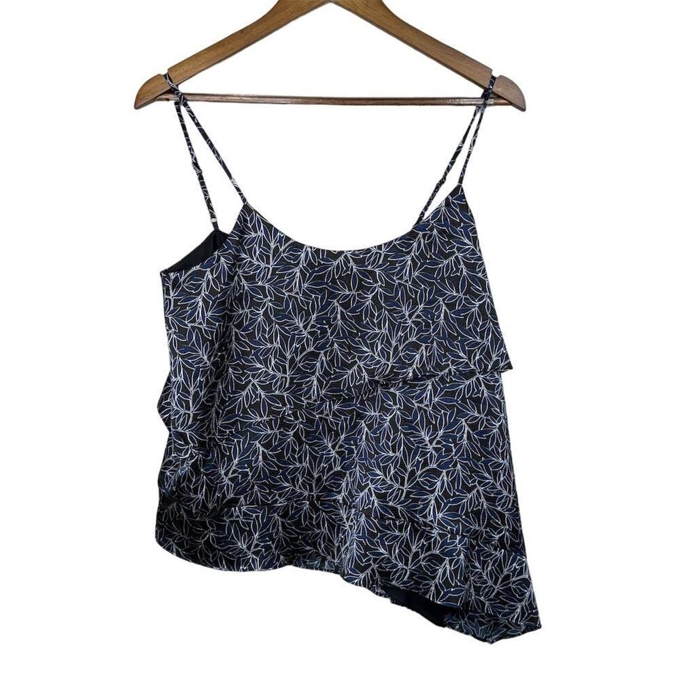 Likely Women's M Asymmetrical Ruffle Tank‎ Top Multicolor Geometric